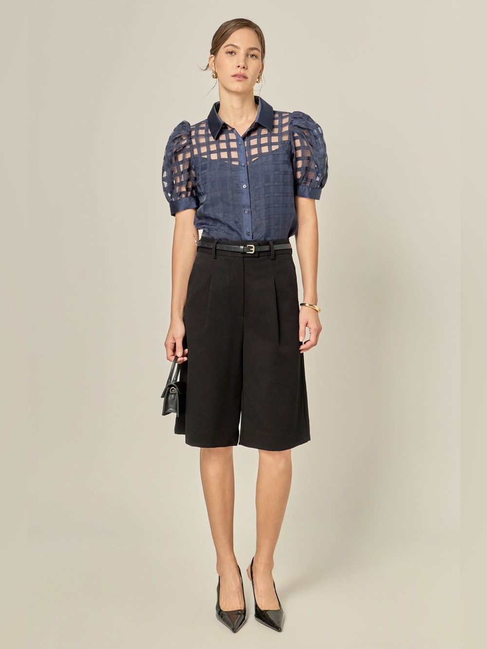 English Factory Short Sleeve Organza Grid
Blouse Size S